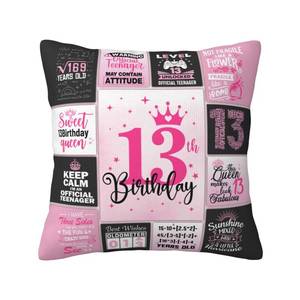 lot 4283 image: ZUMBULKJ 13th Birthday Gifts for Girls, 13 Year Old Girl Birthday Gift Ideas, 13 Yr Old Girl Presents Decorations for Girls Throw Pillow Covers 18x18 Inch