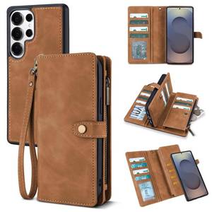 lot 4288 image: TwoHead for Samsung Galaxy S25 Ultra Wallet Case with Card Holder, Detachable Magnetic Phone Case for S25 Ultra,PU Leather All-Round Protective Phone Case Wallet with Wrist Strap(6.9 in,Brown)