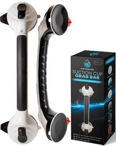 lot 5772 image: Waterseven Suction Grab Bars for Shower 2-Pack, Extra-Strong Suction Cup Bathroom Grab Bar Handle wGreen Safety Indicator, No-Drill Removable Shower Handle for Seniors, Elderly & Handicap