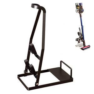 lot 5780 image: REIKOMO No-Drill Vacuum Stand, Sturdy Metal Storage Rack for Slim Cordless Stick Vacuums, Compact Accessory Docking Station, Space-Saving Home Organizer(Black)