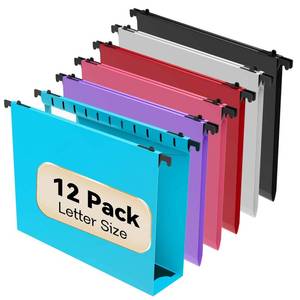 lot 5785 image: Nordun Extra Capacity Plastic Hanging File Folder Letter Size,12 Pack Reinforced Hang Folders with Heavy Duty 2 Inch Expansion, Durable Hanging Organizer Designed for Bulky Files, Assorted Colors