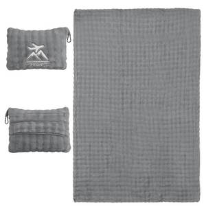 lot 5788 image: ZJRUIXI Travel Blanket and Pillow-2-in-1, Ultra-Soft&Compact,Airplane Blanket with Hand Luggage Belt and Backpack Clip,Travelers Accessories Gifts, 61x43 Inches��Gray��
