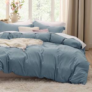 lot 5794 image: Bedsure Mineral Blue Duvet Cover Full Size - 3 Pieces Prewashed Extra Soft Cotton-Like Polyester Bedding Set, Includes 1 Duvet Cover 80x90 Inches with Zipper Closure & 2 Pillow Shams, No Comforter