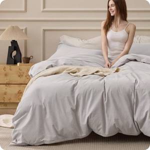 lot 5802 image: Bedsure 100% Washed Cotton Duvet Cover King - Light Grey Minimalist Bedding Set Linen Like - PureWoven Plain Simple & Soft Comforter Cover for All Seasons (King, 104x90)