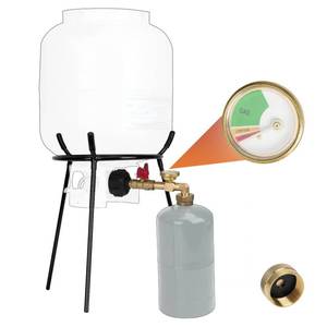 lot 5814 image: Skyflame Propane Refill Adapter Kit for 1lb Refillable Cylinders - with Gauge and Removable Solid Refill Stand for 5-30lb Tank, Portable for Outdoor Camping, Grills, Stoves