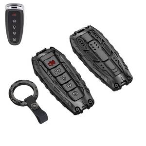 lot 6265 image: Heavy Key Fob Cover Case Protector for Ford, Keychain, Accessories for Ford C-Max Edge Escape Expedition Explorer Flex Focus Taurus Lincoln MKS MKT MKX Navigator (Model-C Black)