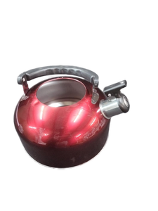 lot 6282 image: Red Stainless Steel Whistling Tea Kettle