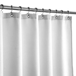lot 6301 image: Barossa Design Stall Fabric Shower Curtain Waffle Weave 42 x 75 Inches Longer Size, Hotel Grade, Spa, 230gsm Heavy Duty, Water Repellent, Washable, White, 42x75