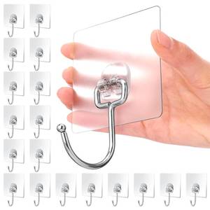 lot 6316 image: CZBZYMYYY Large Hooks for Hanging Heavy-Duty 44Ib(Max) Self Adhesive-Hooks for Hanging, Traceless Clear and Removable, Waterproof and Rustproof Multiple Uses for Bathroom Kitchen Home 18 Pack