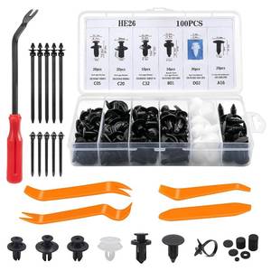 lot 6318 image: Car Retainer Clips Kit 135PCS, Auto Retainer Rivet Fastener Clip 6 Size Bumper Clips, Trim Removal Tools, Cable Ties, Sponge-Cushions