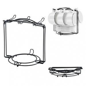 lot 6320 image: YOLIFE Tea Cup Holder for Countertop, Metal Cup and Saucer Display Stand, Foldable Tea Station Organizer, Espresso Coffee Cups Rack for Home or Bar Decor