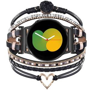 lot 6330 image: KOREDA Boho Leather Bracelet for Samsung Galaxy Watch 7654FE Band 40mm 44mmWatch 6 Classic 43mm 47mmWatch 5 Pro 45mmWatch 4 ClassicActive 2 Bands Women, 20mm Handmade Multilayer Wrap Jewelry Bands