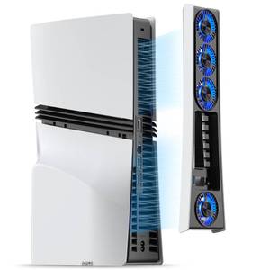 lot 6336 image: JUSPRO Cooling Fan for PS5 Pro, Quiet Enhanced 4 Cooler Fan with Adjustable Speed, Auto Power OnOff, Cooling Accessories with USB 3.0 Port and LED Light for PlayStation 5 Pro