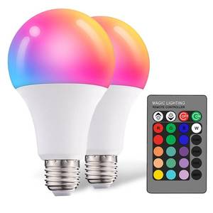 lot 6340 image: Droiee Dimmable E26 Warm LED Light Bulb, 6W RGBW Color 500LM with 16 Color Changing Modes for Christmas, Party etc with Remote Control 2 Pack, White, Dr-2024