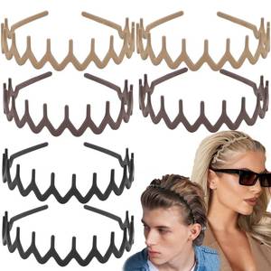 lot 6345 image: Supgoodom 6 PCS Zig Zag Headbands Plastic Wavy Hair Head Band Comb with Teeth Hoop Accessories for Women Men Girls, Matte Morandi