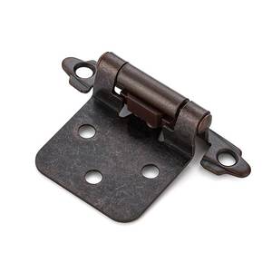 lot 6346 image: Home Expert 4 Pack (2 Pairs) Antique Copper Cabinet Hinges for Kitchen Doors, Self-Closing, 12 Inch Overlay (Variable), Semi-Concealed Face Frame, Surface Mount Cabinet Hardware