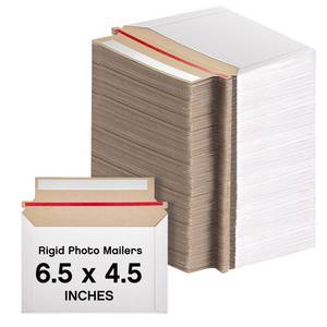 lot 6357 image: Affrolling 50 Pcs Rigid Photo Mailers with Self-adhesive Cardboard Card Shipping Envelopes Bulk for Document (6.5 x 4.5 Inch,White)