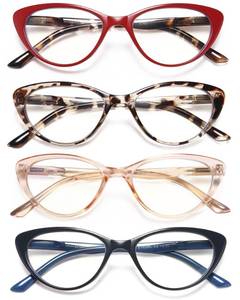 lot 6362 image: EYEURL 4-Pack Cat Eye Reading Glasses for Women- Blue Light Blocking Readers with Spring Hinges,Anti-GlareUV Rays Reading Glasses,1.5