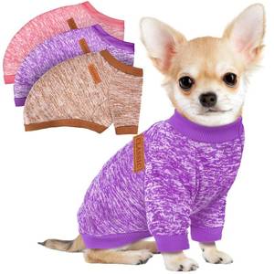 lot 6366 image: A3 Pack Dog Sweaters for Small Dogs Girl Boy Winter Fleece Clothes Warm Soft Dog Sweatshirt Outfit for Dogs Cats Pet Apparel