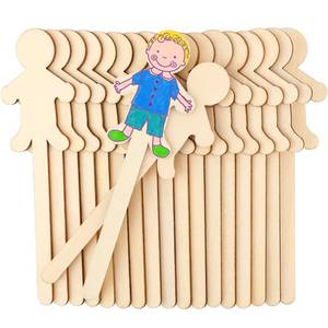 lot 6371 image: Sintuff 150 Pcs People Craft Sticks 5.3 Inch Jumbo People Shaped Craft Sticks Natural Wooden Craft Sticks for Student DIY Project Making Classroom Home Decoration Craft