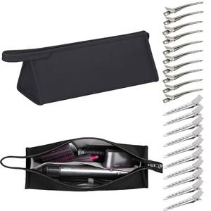 lot 6387 image: Pu Leather Travel Case Compatible with Dyson Airwrap StylerShark Flexstyle, Portable Carrying Case for Dyson Supersonic Hair Dryer, Shockproof Protection Organizer Bag Travel Storage Bag, Black