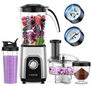 lot 9778 image: KOIOS BlenderFood Processor Combo Max 1000W, 4 in 1 34oz Pitcher, 22oz Blending Cup, Meat Grinder & Vegetable Chopper, Spice Grinder,BPA Free -All-in-One Kitchen System, Dishwasher Safe