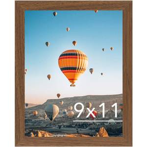 lot 10044 image: JCJMY 9x11 Picture Frame Brown for Wall Hanging or Tabletop, Wall Mounting Horizontally or Vertically, 9 x 11 Wall Gallery Poster Photo Frame with Shatter Resistant Plexiglass, Brown