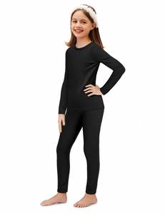 lot 10059 image: Arshiner Thermal Underwear for Kids Long Johns Girls Base Layer Top and Bottom Set Black 4-5 Years
