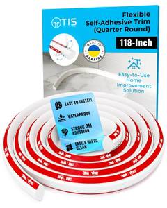 lot 10073 image: TIS Peel & Stick Trim Molding with 3M Tape �� 118 Inch, 0.42x0.42 Edges (0.6 Face), White Flexible PVC Trim, Corner Molding Trim Peel & Stick, Flexible Quarter Round Molding for Floor Trim & Edges