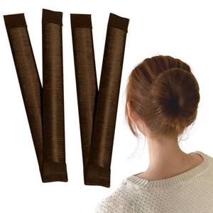 lot 10084 image: 4 Pcs Hair Bun Maker French Twist Hair Fold Wrap Snap, Magic Bun Makers Hair Ballet Bun Maker Bun Snap Roll Bun Tool for Women, Brown