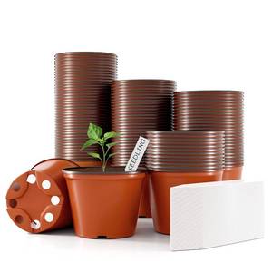 lot 10085 image: Bluckincle 100 Pcs Plant Nursery Pots, 4 Inch Small Plant Seedling Pots with Labels Plastic Plant Flower Pots with Drainage Holes Indoor Outdoor for Succulent Cutting Transplanting