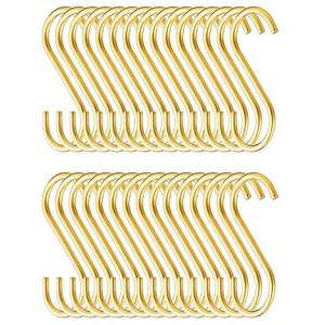 lot 10111 image: Evanda Gold S Hooks for Hanging Pack of 30, Heavy Duty Stainless Steel Titainium Plating Metal Mutil Purpose Hanger for Kitchen Pans, Pots, Utensils Tooks, Cups, Mugs, Clothes, Bags, Towels, Plants