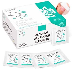lot 10114 image: GELLEN Nail Cleanser Pads, 200 Pack Alcohol Prep Pads Nail Cleanser Wipes Remove Tacky Residue, Lint-free Glossy Wipes for AcrylicBuilderGel Polish Travel Individually Wrapped for Perfect Manicure