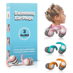 lot 10116 image: Kids Swimming Ear Plugs for Small Ears, 3 Pairs Reusable Silicone Waterproof Earplugs for Swimming, Surfing, Showering - Water Ear Plugs for Children & Teens Ages 4-12
