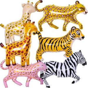 lot 10127 image: 6 Pieces Giant Jungle Safari Animals Balloons,Large Zebra Giraffe Leopard Cheetah Tiger Foil Balloons For Wild One Safari Zoo Jungle Theme Party Baby Shower Birthday Party Decoration