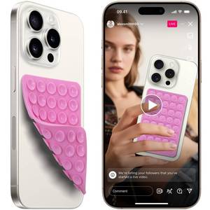 lot 10132 image: DAWNBOX Silicone Suction Cup Phone Case Mount Holder for Selfies and Videos, Non Slip Adhesive Phone Stand Sticky for iPhone and Android, Replacement for Octobuddy, 2Pcs Pink