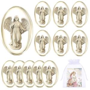 lot 10135 image: Wesiti 12 Set Guardian Angel Worry Stone for Women and Girls 1.2 inch Pocket Angel with Cards Organza Bags Worry Stones for Anxiety