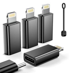 lot 10136 image: MFi Certified USB C to Lightning Adapter 4-Pack, 27W Fast Charging & Data Sync, Lightning to USB Type C Cable Adapter for iPhone 141312ProMax,iPad,AirPods,with Anti-Loss Lanyard,Not for AudioOTG