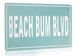 lot 10138 image: Vintage Summer Beach Sign Beach Bum Blvd Tin Sign for Lake House Coastal Beachy Room Cottage Cabin Deck Decor 12 X 8 Inch (3113)
