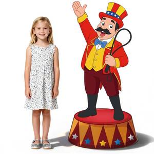 lot 10141 image: APUDWN 3.93 Ft Carnival Leader Cardboard Cutout Stand Up Circus Theme Party Decorations Life Size Large Carnival Clown Themed Birthday Party Decoration Backdrop for Photo Props Party Supplies