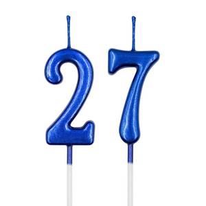 lot 10149 image: 27th & 72nd Birthday Candles, Blue Number 27 72 Candle for Cake, Happy Birthday Cake Topper Decoration for Birthday Anniversary Celebration Party Supplies