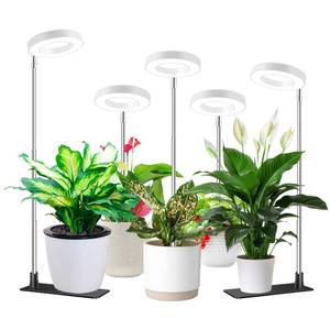 lot 10151 image: Aokrean Grow Lights for Indoor Plants, Full Spectrum Small Halo Plant Grow Light with Base, 48 LED Growing Lamp 10 Levels Dimmable Auto On Off 3912 Hrs Timer for Small Plants, White, 3.5in, 5 Pack