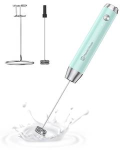 lot 10160 image: Maestri House Rechargeable Milk Frother with Stand, LunaFro Handheld Electric Foam Maker Waterproof Detachable Stainless Steel Whisk Drink Mixer Foamer for Lattes, Cappuccino