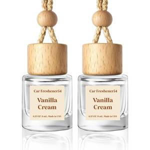 lot 10164 image: HoogaLife Car Air Freshener Diffuser 2 Pack Hanging Air Freshener Diffuser - Vanilla Cream Fragrance Oil Air D iffuser for Car, 45 days Long Lasting Fragrance Made in USA C ar Air Fresheners (V54)