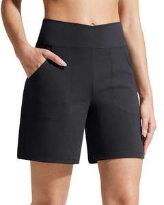 lot 10176 image: G4Free Shorts for Women Athletic Summer High Waisted Soft Wide Leg Dressy Casual Shorts with Pockets for Running Workout(Black,XL)
