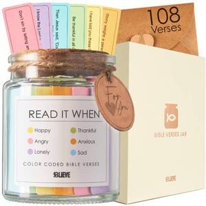 lot 10180 image: BLIEVE- Read Me When Bible Verses Jar For Daily Encouragement, Mothers Day Gifts For Mom, Birthday Inspirational Christian Gift