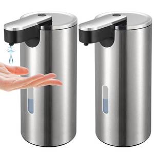 lot 11715 image: 2 Pack Automatic Soap Dispenser Touchless, Stainless Steel Motion Sensor Pump 12oz - Hands-Free for Kitchen Bathroom Sink, Waterproof (Silver) (Only One) (Used)