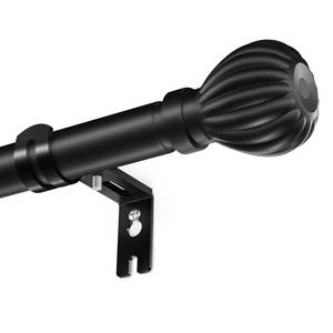 lot 11716 image: Curtain Rods for Windows 20.77 to 92.85 Inches, 1 Diameter Adjustable Black Curtain Rod, Window Treatment Rods with Round Finials, Easy Mount Hardware Included (46.77-96.85 Inches)