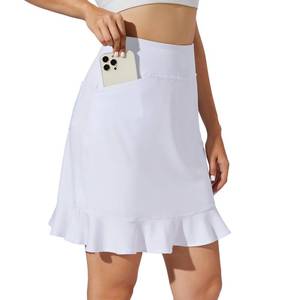 lot 12341 image: M MOTEEPI Womens Skorts with Pockets High Waisted Golf Tennis Skirt Ruffled Hem Skort for Dressy Casual Summer Workout Travel White Medium