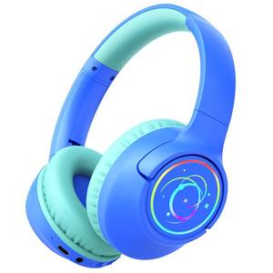lot 12345 image: Kids Bluetooth Headphones, 85H Playtime Wireless Headphones for Kids, Colorful LED Lights, 8594dB Safe Volume Limit, Bluetooth 5.4 Built-in Mic Toddler Headset for TabletAirplaneTravel (Blue)